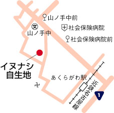 東阿倉川のマメナシ周辺地図