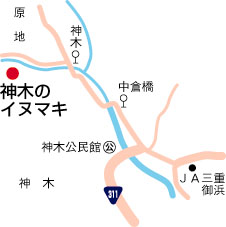 神木（こうのぎ）のイヌマキ周辺地図