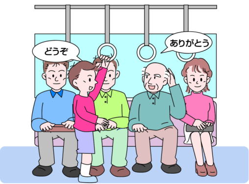 電車内での様子（イラスト）