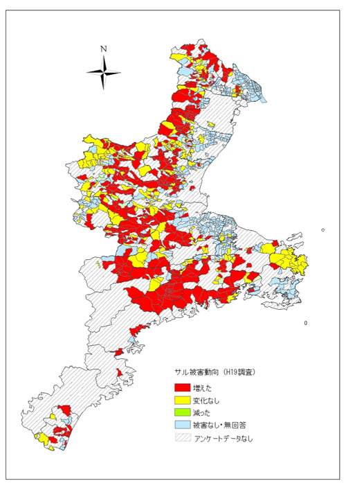 被害増減地図（サル）