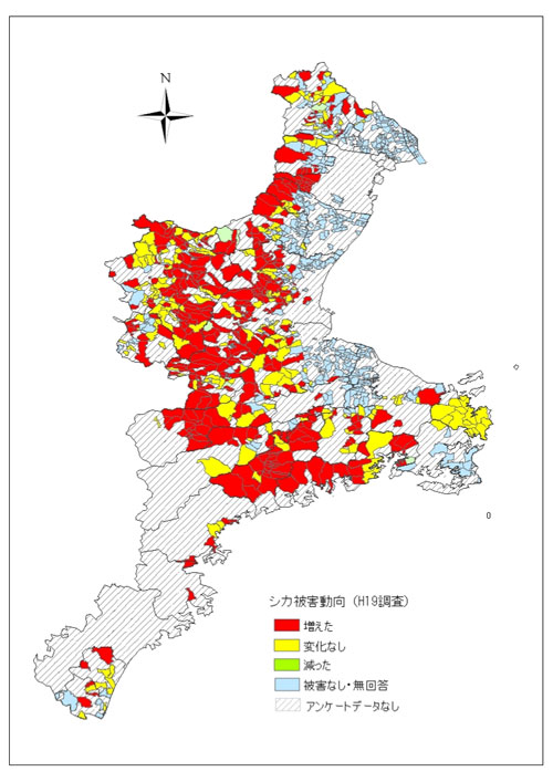 被害増減地図（シカ）