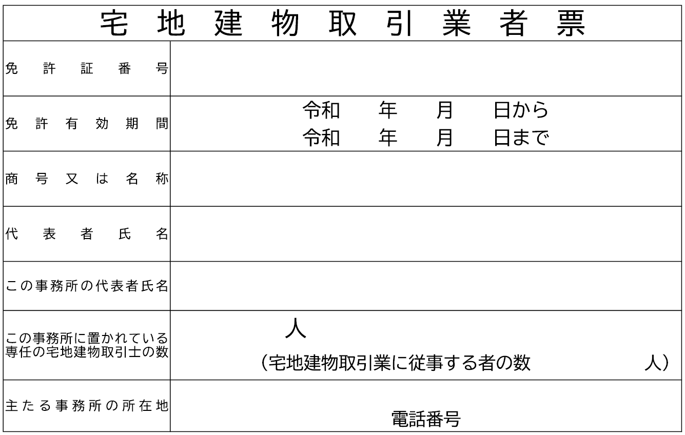 標識（宅地建物取引業）第９号