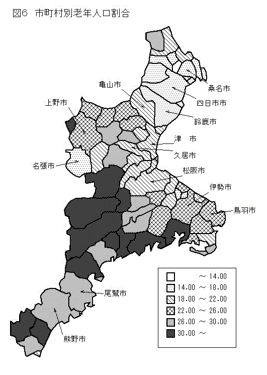 図6 市町村別老年人口割合