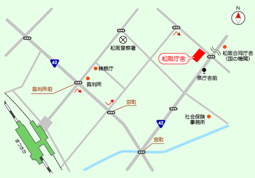 松阪旅券コーナー周辺地図