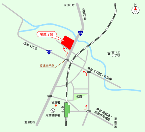 尾鷲旅券コーナー周辺地図