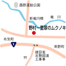 野村一里塚のムクノキ周辺地図