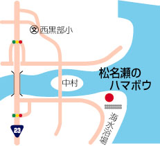 松名瀬のハマボウ群落周辺地図