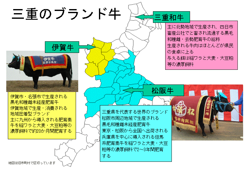 三重のブランド牛についての説明図です。