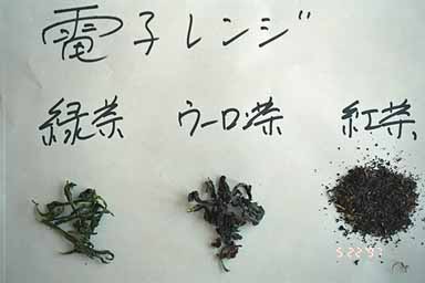 緑茶、ウーロン茶、紅茶の写真