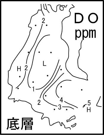 底層溶存酸素量水平分布（７月１日）