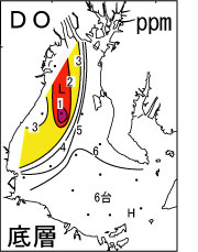 底層溶存酸素量水平分布（10月30日）