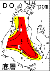 底層溶存酸素量水平分布（6月6日）