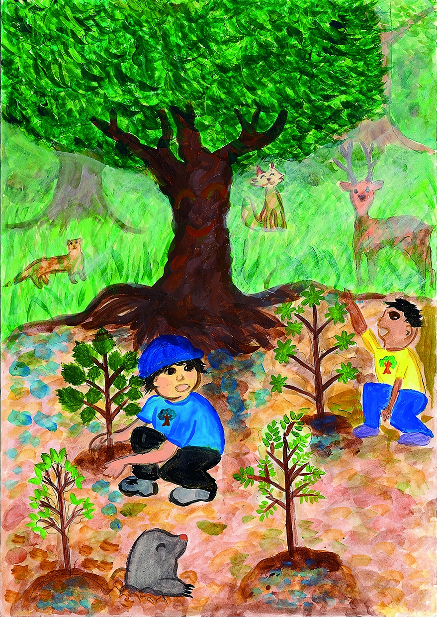 三重県 みんなで支える森林づくり 平成31年用国土緑化運動 育樹運動ポスター原画コンクール入賞作品