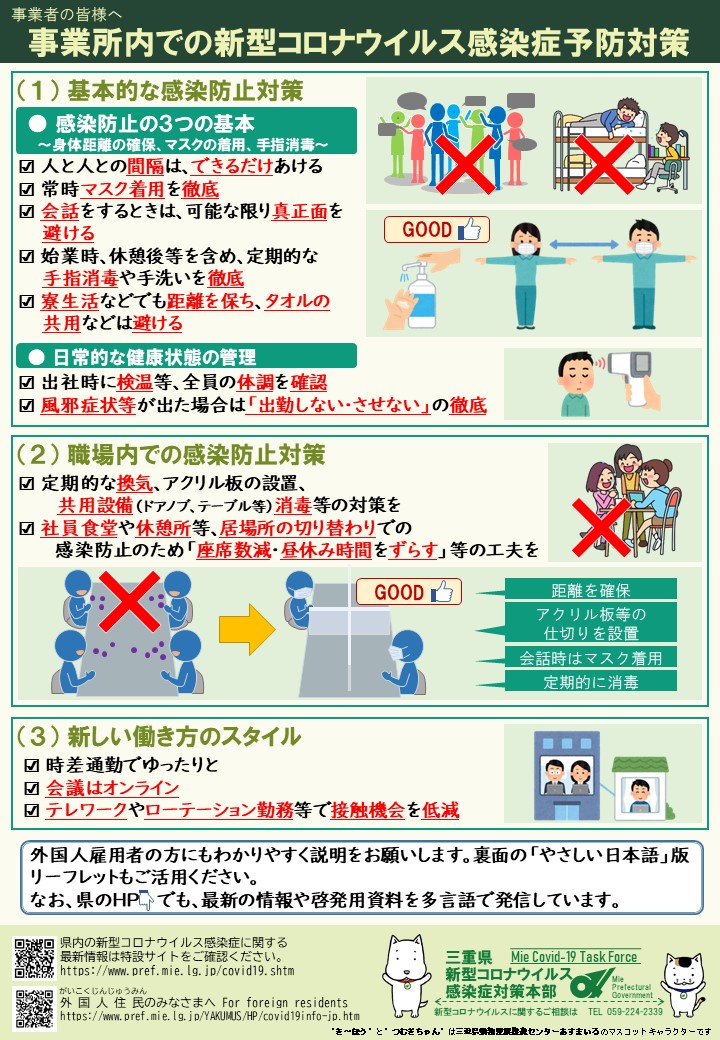 事業所内での感染防止対策