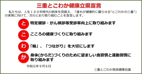 三重とこわか健康立県宣言　画像