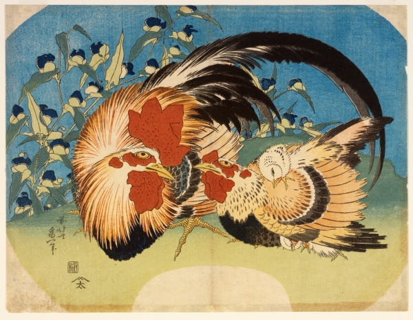 葛飾北斎《露草に鶏》1832(天保3)年頃 RISD美術館蔵