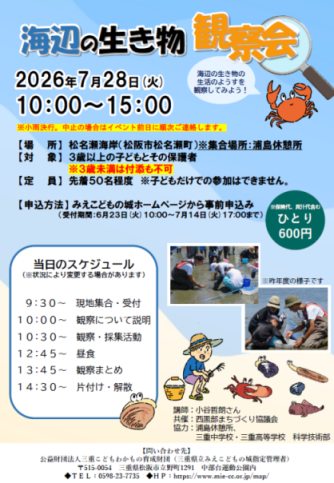 海辺の生き物観察会チラシ