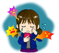絵：ネットトラブルで悲しむ女の子