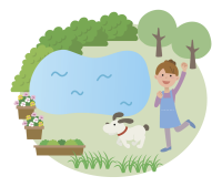 イラスト:雨が染み込みやすい庭に