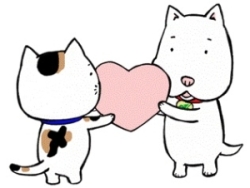 イラスト：あすまいるキャラクターハートを持つ猫と犬